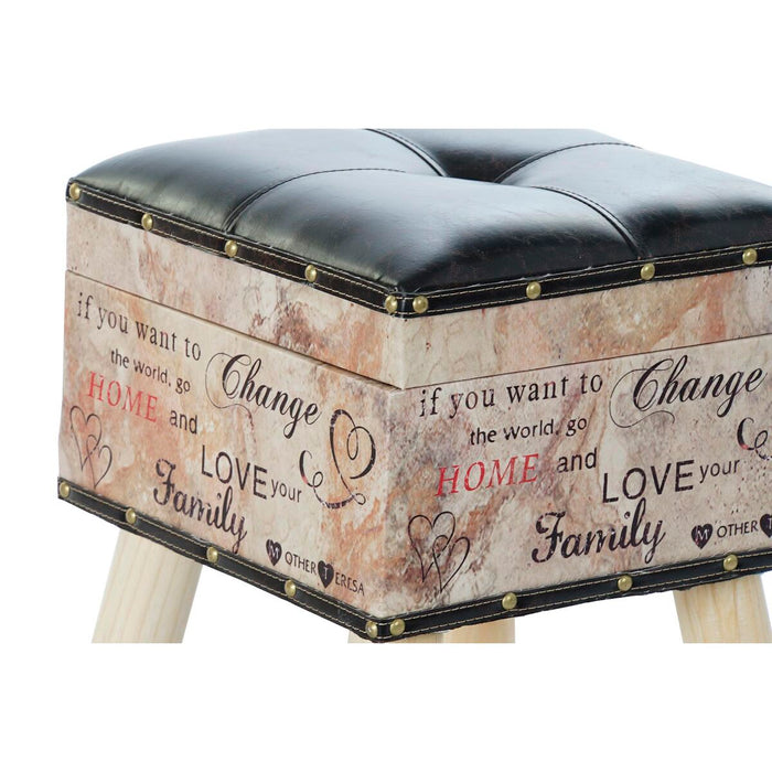 Banchetă DKD Home Decor   Maro Negru Roșu Bej Lemn 70 x 40 x 44 cm (3 Unități)