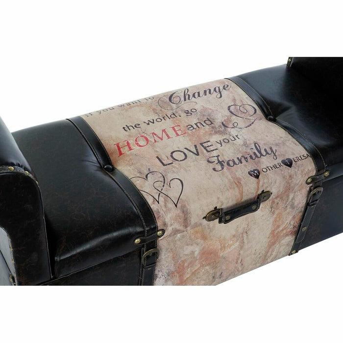 Banchetă DKD Home Decor   Maro Negru Roșu Bej Lemn MDF 113 x 40 x 61 cm