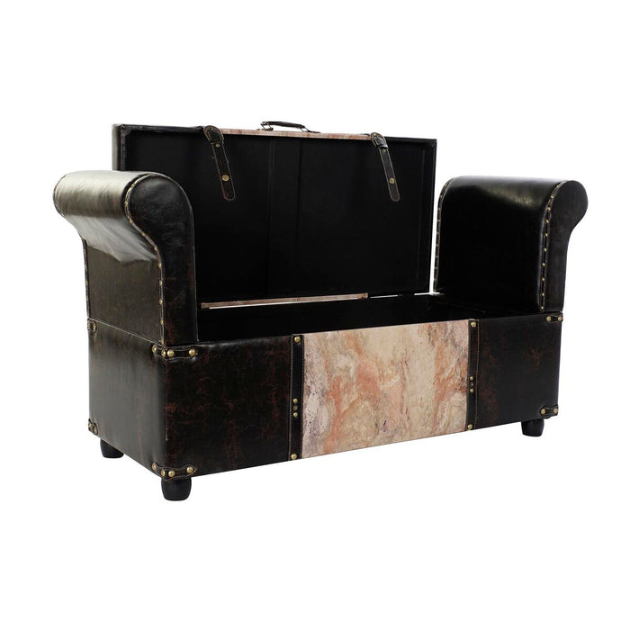 Banchetă DKD Home Decor   Maro Negru Roșu Bej Lemn MDF 113 x 40 x 61 cm