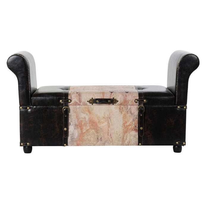 Banchetă DKD Home Decor   Maro Negru Roșu Bej Lemn MDF 113 x 40 x 61 cm