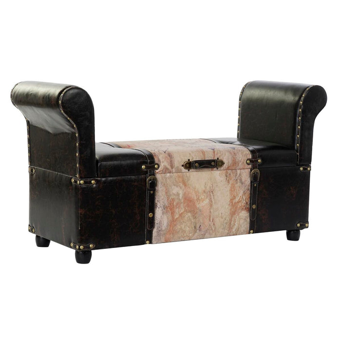 Banchetă DKD Home Decor   Maro Negru Roșu Bej Lemn MDF 113 x 40 x 61 cm