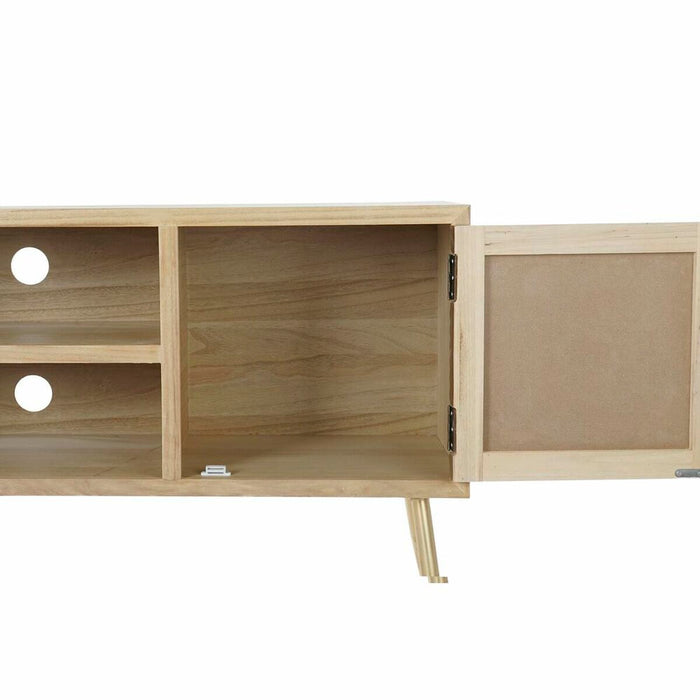Mobilă TV DKD Home Decor 130 x 40 x 60 cm Brad Natural Auriu* Metal Lemn MDF