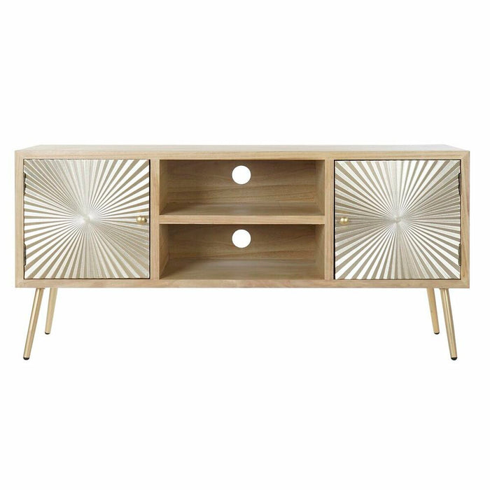 Mobilă TV DKD Home Decor 130 x 40 x 60 cm Brad Natural Auriu* Metal Lemn MDF