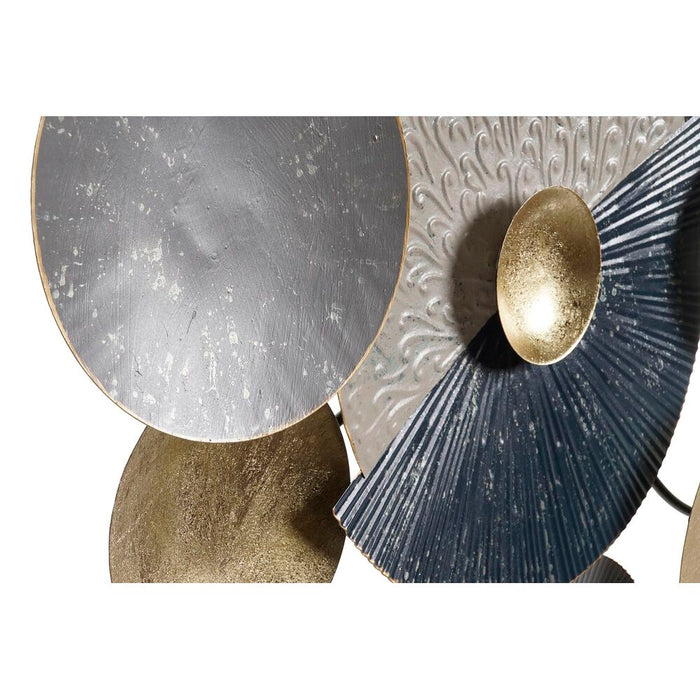 Decorațiune de Perete DKD Home Decor Albastru Auriu* Metal Alb Cercuri (135,3 x 5 x 68,6 cm)