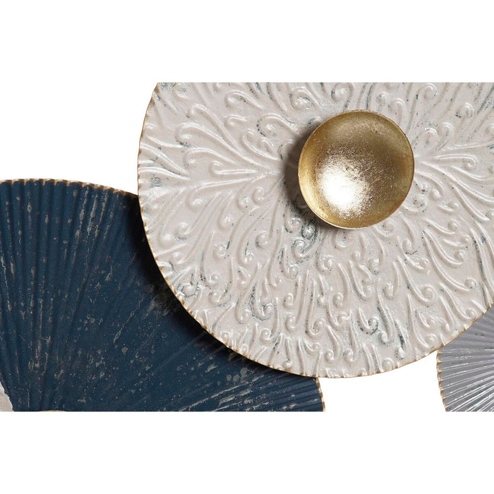Decorațiune de Perete DKD Home Decor Albastru Auriu* Metal Alb Cercuri (135,3 x 5 x 68,6 cm)