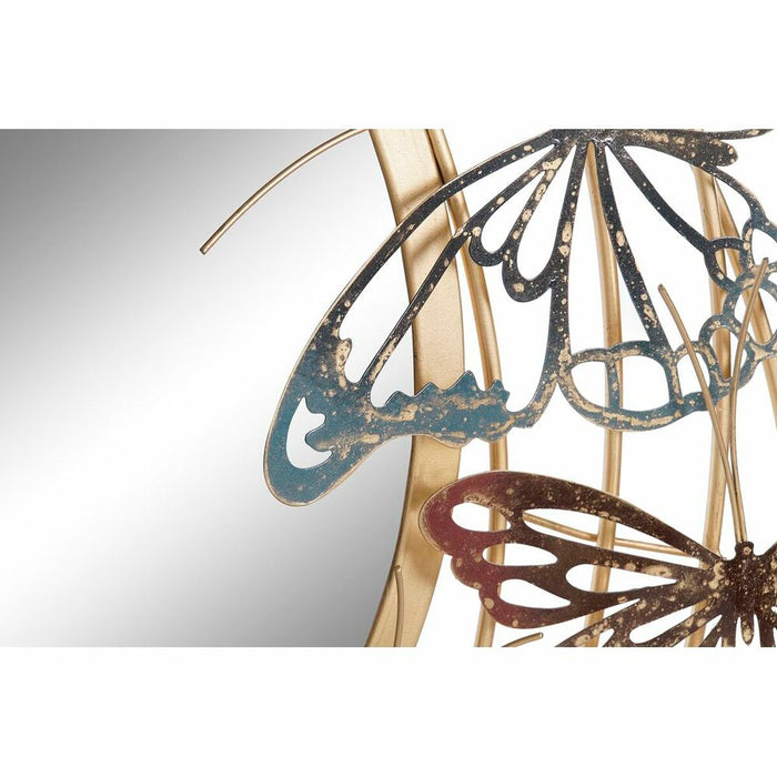 Oglindă de perete DKD Home Decor Oglindă Auriu* Metal Multicolor Fluturi (70 x 7 x 80,6 cm)