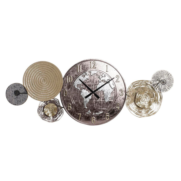 Ceas de Perete DKD Home Decor Auriu* Metal Harta Lumii (121 x 9,5 x 49,5 cm)