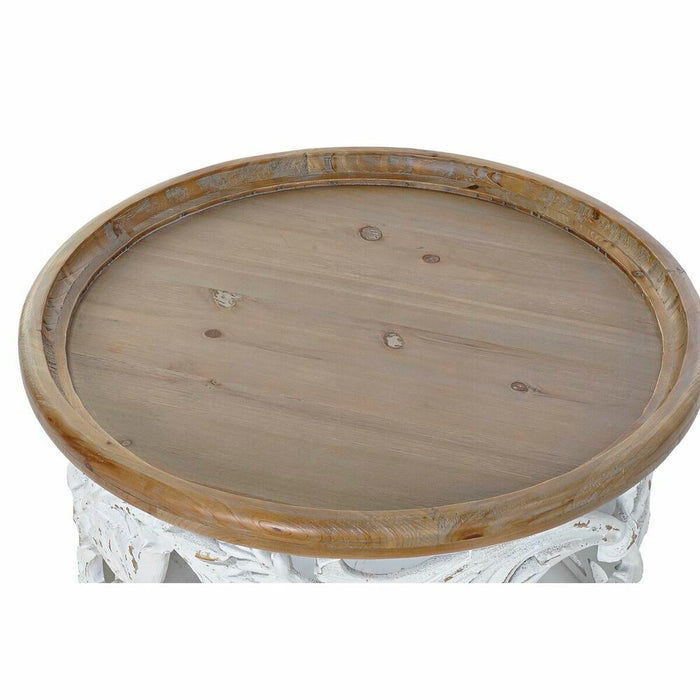 Masa laterală DKD Home Decor Brad Natural MDF Alb Oriental (63 x 63 x 45 cm)