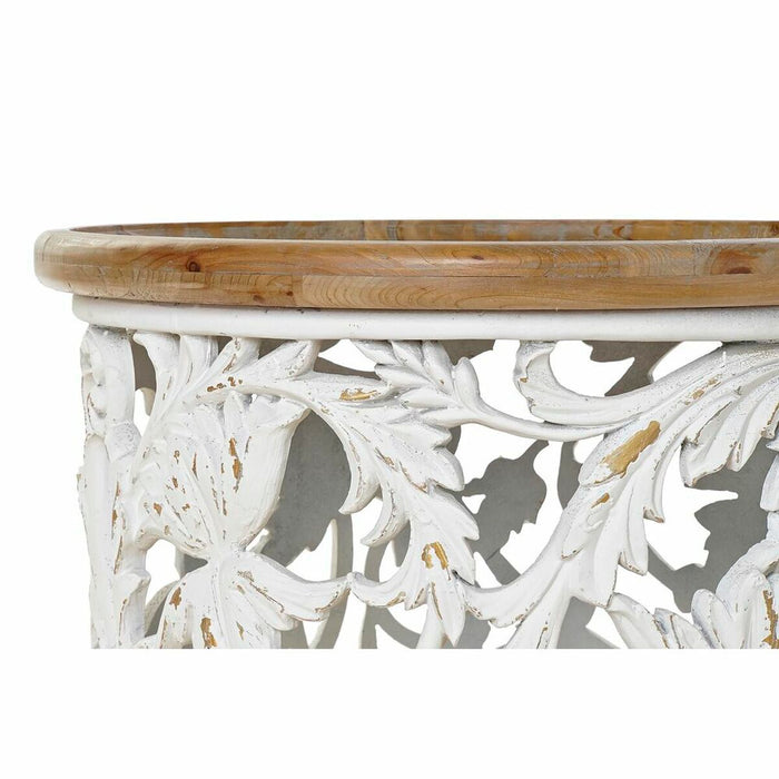 Masa laterală DKD Home Decor Brad Natural MDF Alb Oriental (63 x 63 x 45 cm)