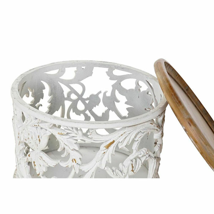 Masa laterală DKD Home Decor Brad Natural MDF Alb Oriental (63 x 63 x 45 cm)