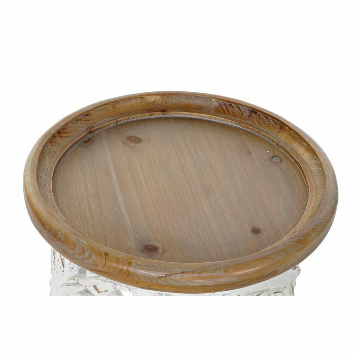 Masa laterală DKD Home Decor Brad Natural Metal Alb 30 x 40 cm Lemn MDF 43 x 43 x 57 cm