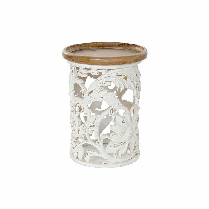 Masa laterală DKD Home Decor Brad Natural Metal Alb 30 x 40 cm Lemn MDF 43 x 43 x 57 cm
