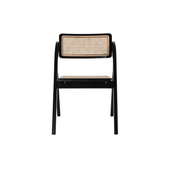 Scaunul Pliabil DKD Home Decor Negru Natural Ratan Lemn de ulm 53 x 60 x 79 cm