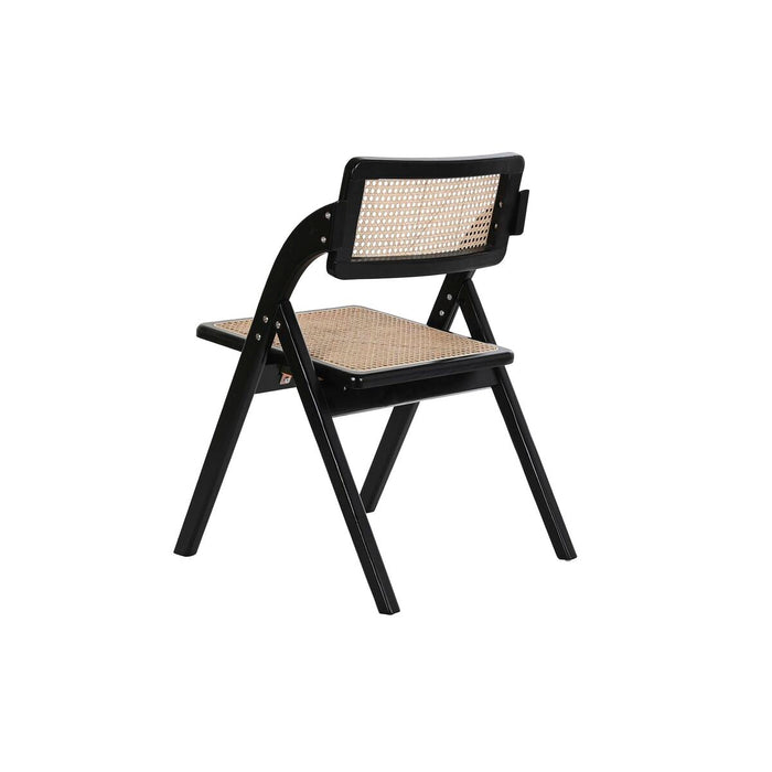 Scaunul Pliabil DKD Home Decor Negru Natural Ratan Lemn de ulm 53 x 60 x 79 cm