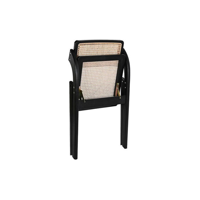Scaunul Pliabil DKD Home Decor Negru Natural Ratan Lemn de ulm 53 x 60 x 79 cm