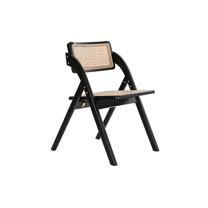 Scaunul Pliabil DKD Home Decor Negru Natural Ratan Lemn de ulm 53 x 60 x 79 cm