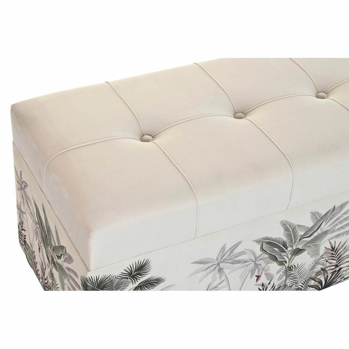 Banchetă DKD Home Decor   Negru Bej Poliester Verde Lemn MDF (80 x 40 x 43 cm)