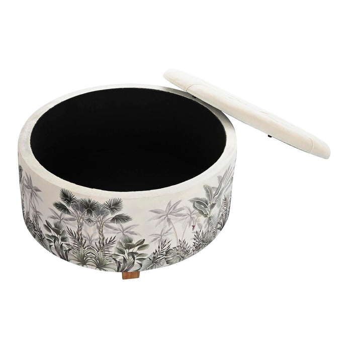 Suport pentru Picioare DKD Home Decor Bej Poliester MDF Verde Tropical (80 x 80 x 43 cm)