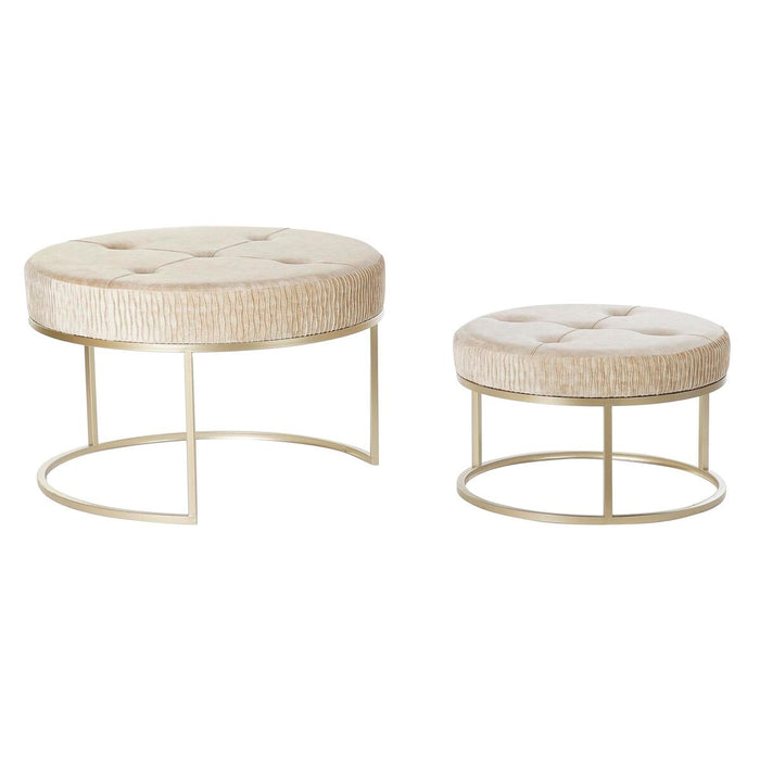 Suport pentru Picioare DKD Home Decor Bej Auriu* Metal Poliester (80 x 80 x 53 cm)