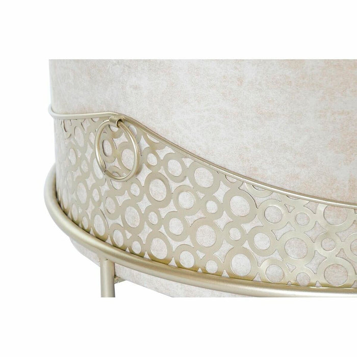 Suport pentru Picioare DKD Home Decor Bej Auriu* Metal Poliester (63 x 63 x 42 cm)