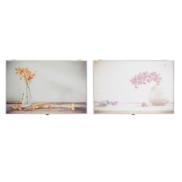 Capace DKD Home Decor Contor Květiny Lemn MDF 2 Unități 46,5 x 6 x 31,5 cm