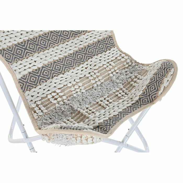 Zahradní židle DKD Home Decor Gri Bumbac Alb Fier (74 x 65 x 90 cm)