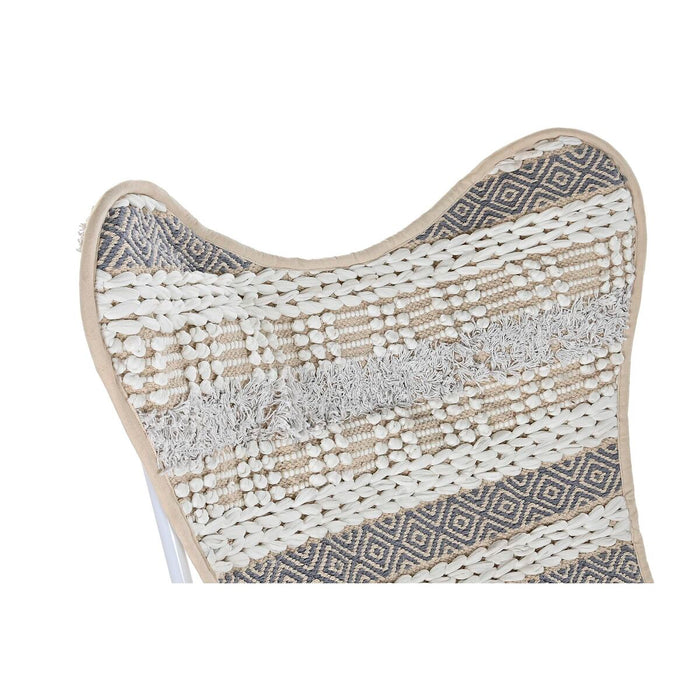 Zahradní židle DKD Home Decor Gri Bumbac Alb Fier (74 x 65 x 90 cm)