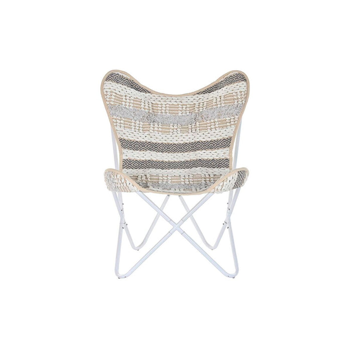 Zahradní židle DKD Home Decor Gri Bumbac Alb Fier (74 x 65 x 90 cm)
