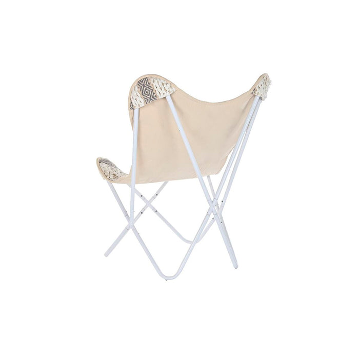 Zahradní židle DKD Home Decor Gri Bumbac Alb Fier (74 x 65 x 90 cm)