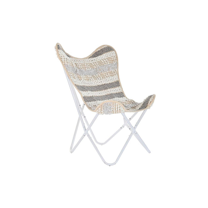 Zahradní židle DKD Home Decor Gri Bumbac Alb Fier (74 x 65 x 90 cm)