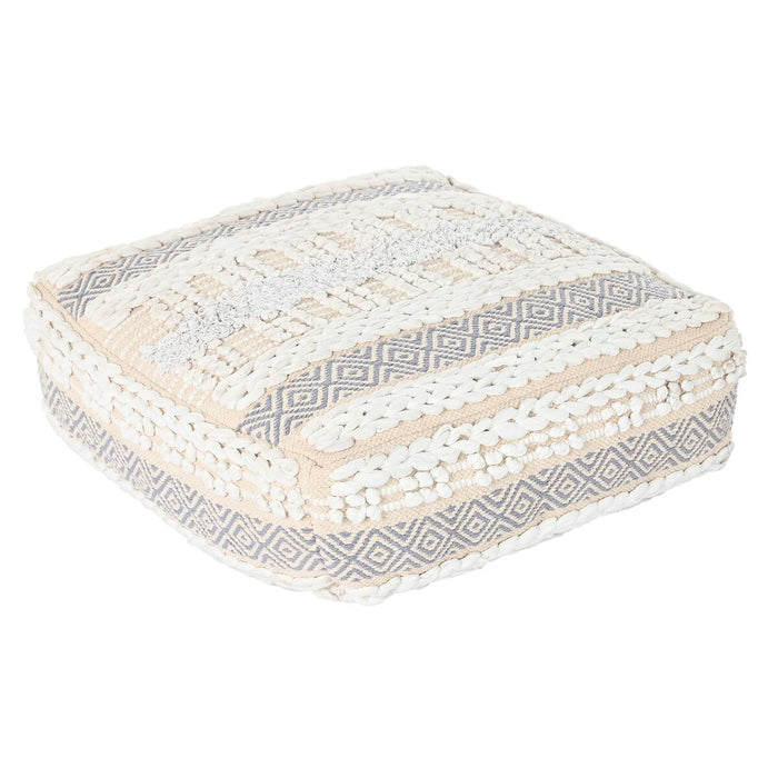 Pernă DKD Home Decor Podea Alb Gri Pătrat Boho 60 x 60 x 25 cm