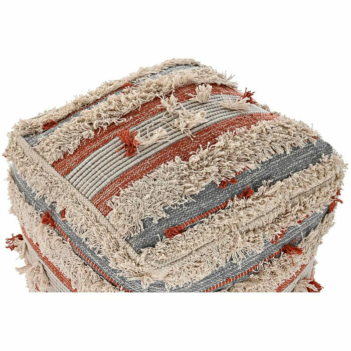 Pernă DKD Home Decor Podea Dungi Portocaliu 50 x 50 x 50 cm Alb Boho
