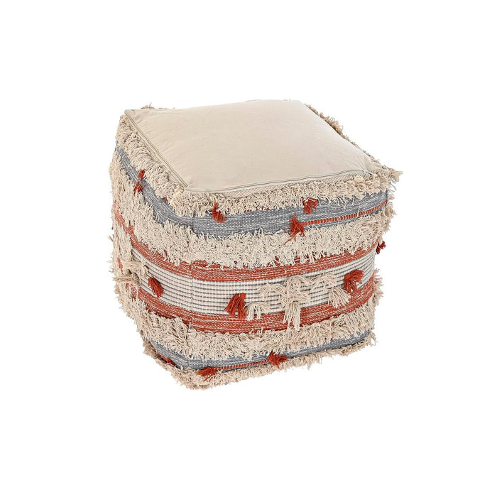 Pernă DKD Home Decor Podea Dungi Portocaliu 50 x 50 x 50 cm Alb Boho