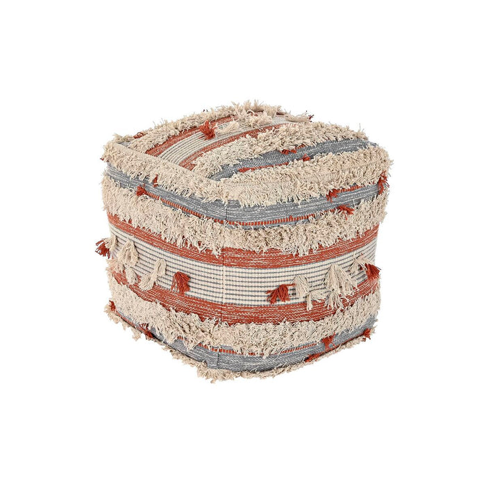 Pernă DKD Home Decor Podea Dungi Portocaliu 50 x 50 x 50 cm Alb Boho