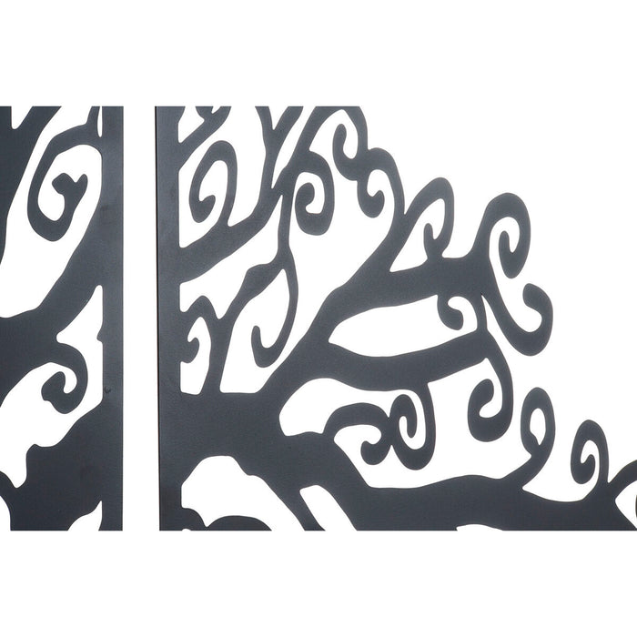 Decorațiune de Perete DKD Home Decor 3 Piese Negru Copac Metal (105 x 1,3 x 91 cm)