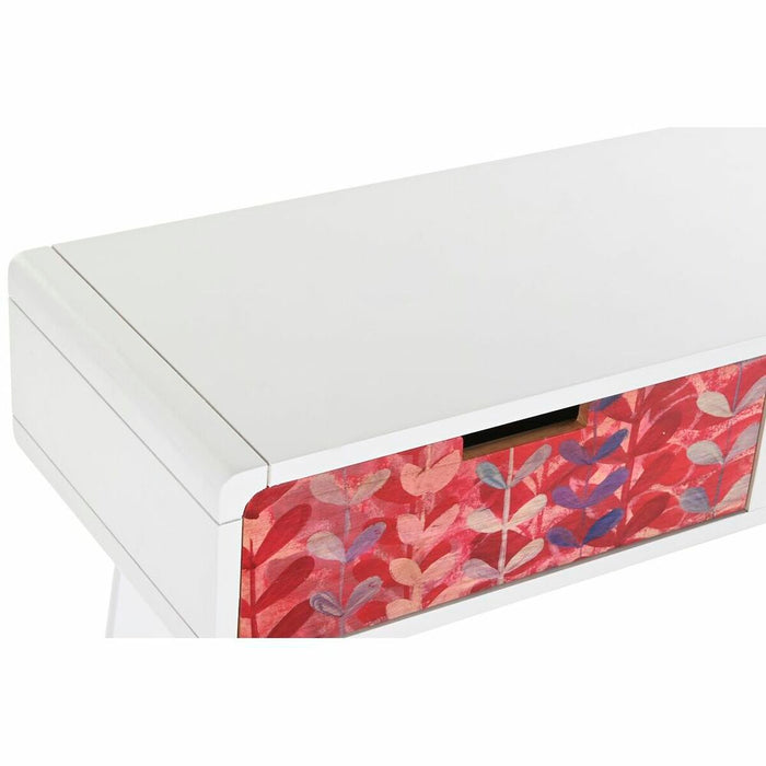 Consolă DKD Home Decor Natural MDF Lemn de cauciuc Alb Castaniu (80 x 30 x 74 cm)