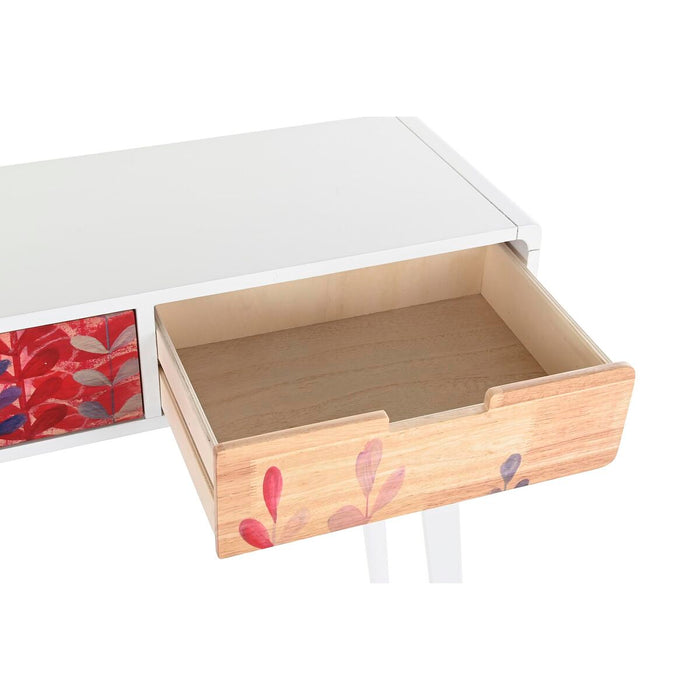 Consolă DKD Home Decor Natural MDF Lemn de cauciuc Alb Castaniu (80 x 30 x 74 cm)