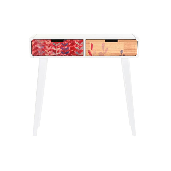 Consolă DKD Home Decor Natural MDF Lemn de cauciuc Alb Castaniu (80 x 30 x 74 cm)