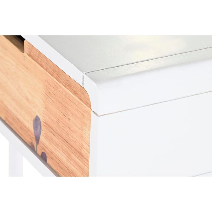Consolă DKD Home Decor Natural MDF Lemn de cauciuc Alb Castaniu (80 x 30 x 74 cm)