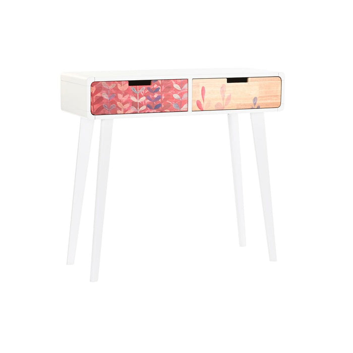 Consolă DKD Home Decor Natural MDF Lemn de cauciuc Alb Castaniu (80 x 30 x 74 cm)