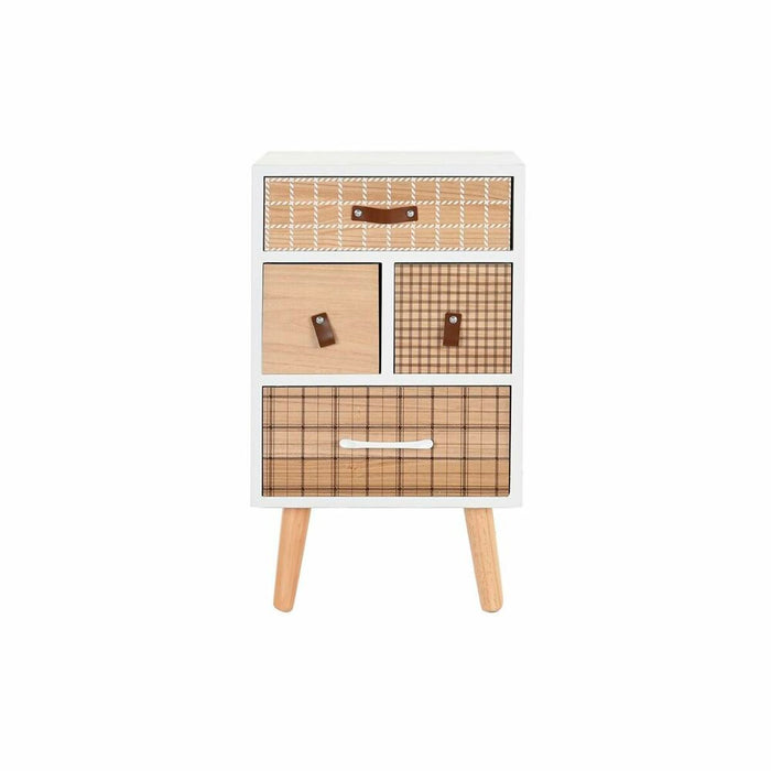 Noptieră DKD Home Decor Natural Alb Cauciuc Castaniu Lemn de paulownia 40 x 30 x 48 cm