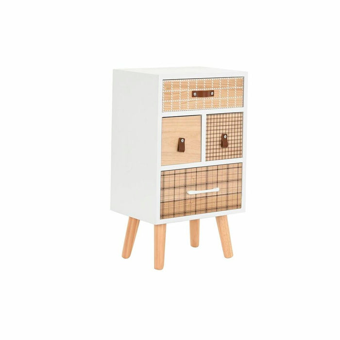 Noptieră DKD Home Decor Natural Alb Cauciuc Castaniu Lemn de paulownia 40 x 30 x 48 cm