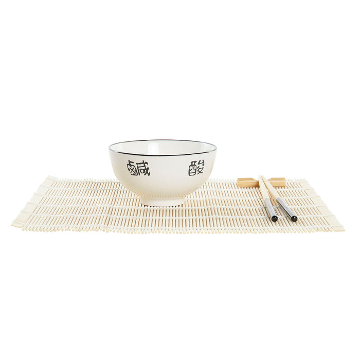 Set de Sushi DKD Home Decor Bambus Gresie Alb Oriental 14,5 x 14,5 x 31 cm (16 Piese)