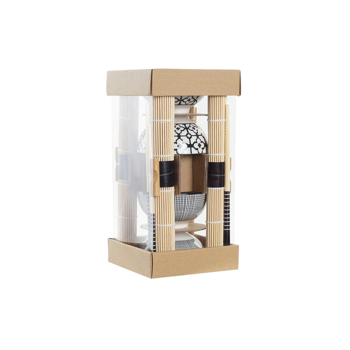 Set de Sushi DKD Home Decor 14,5 x 14,5 x 31 cm Negru Alb Gresie Oriental (16 Piese)
