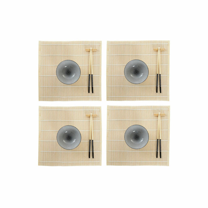 Set de Sushi DKD Home Decor 14,5 x 14,5 x 31 cm Negru Gresie Oriental (16 Piese)