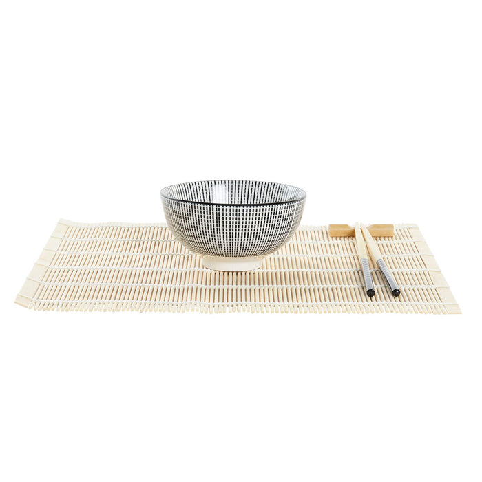 Set de Sushi DKD Home Decor 14,5 x 14,5 x 31 cm Negru Gresie Oriental (16 Piese)
