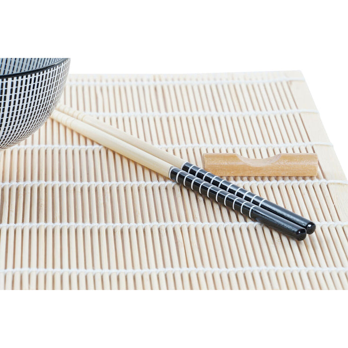Set de Sushi DKD Home Decor 14,5 x 14,5 x 31 cm Negru Gresie Oriental (16 Piese)