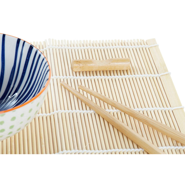 Set de Sushi DKD Home Decor 14,5 x 14,5 x 31 cm Albastru Alb Gresie Oriental (16 Piese)