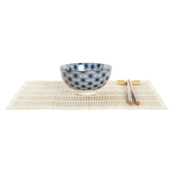 Set de Sushi DKD Home Decor 14,5 x 14,5 x 31 cm Albastru Gresie Oriental (16 Piese)