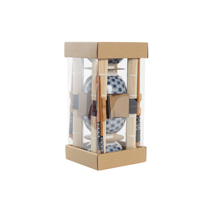 Set de Sushi DKD Home Decor 14,5 x 14,5 x 31 cm Albastru Gresie Oriental (16 Piese)